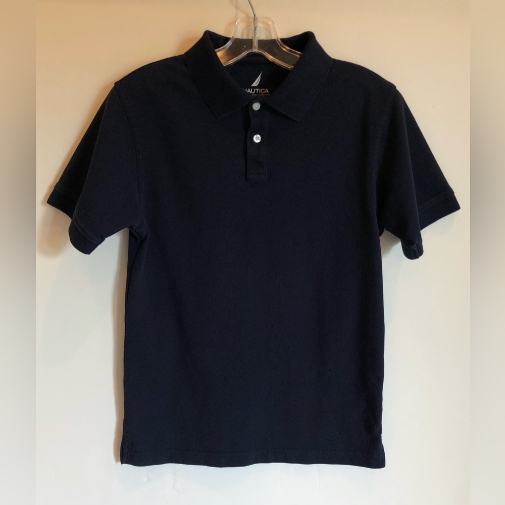 Nautica Boy’s Uniform Stretch Double Pique Polo, Navy, L (14-16)